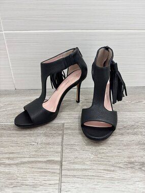 New KATE SPADE Inga Black Pebbled Leather Pumps with Tassels sz 5.5